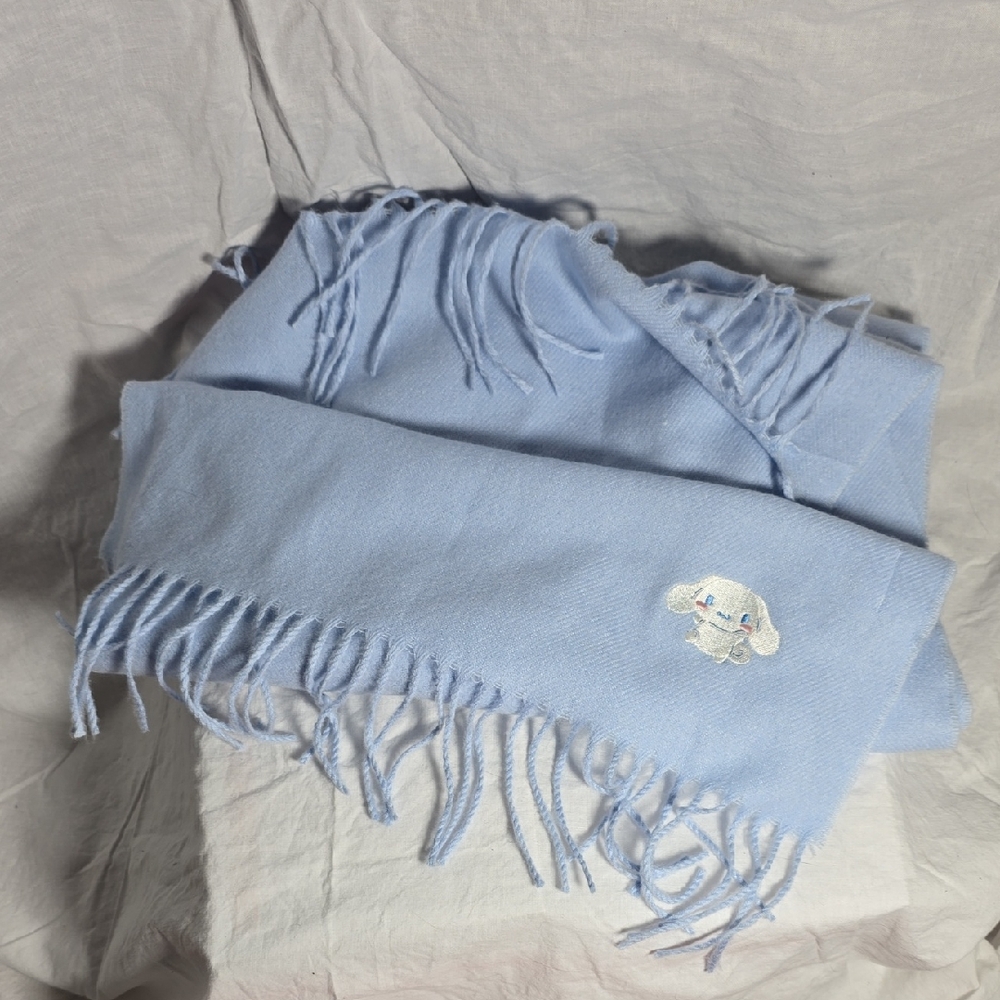 Light Blue Fringed Scarf